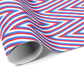 Rode blauw-witte Chevron Stripes - Abstract Trippy Cadeaupapier (Rol Hoek)