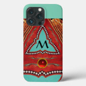 RODE BLAUWE ABSTRACTE GEOMETRISCHE DRIEHOEK MONOGR Case-Mate iPhone CASE (Achterkant)