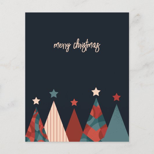 Rode blauwe abstracte kerstboom, seizoensgebonden flyer (Voorkant)