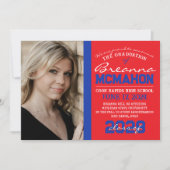 Rode & Blauwe Afstudeerfoto Aankondiging (Voorkant)