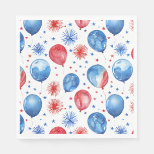 Rode blauwe ballonnen 4 juli servetten