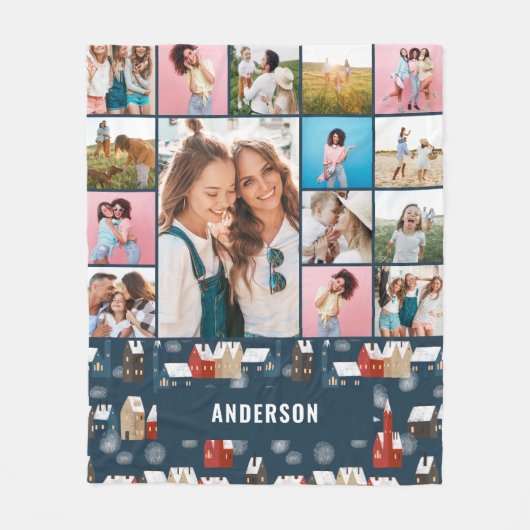 Rode blauwe botanische moderne minimale pampas 15  fleece deken (Voorkant)