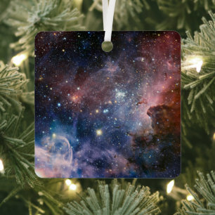 Rode & Blauwe Carina Nebula Hubble Telescoop Metalen Ornament