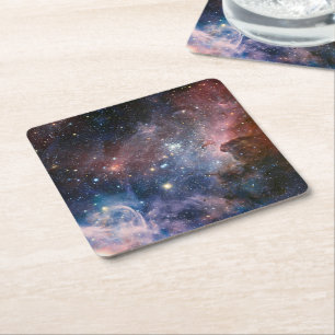 Rode & Blauwe Carina Nebula Hubble Telescoop Vierkante Kartonnen Onderzetter