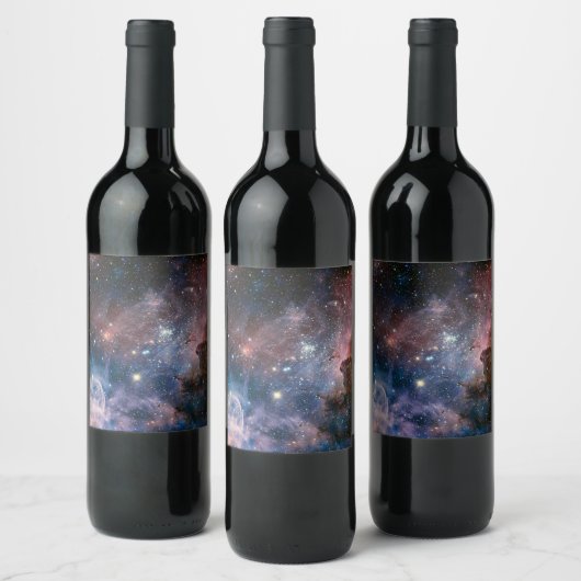 Rode & Blauwe Carina Nebula Hubble Telescoop Wijn Etiket (Flessen)