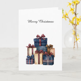 Rode Blauwe Crème Landelijke Kerstcadeaus Kaart