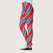 Rode blauwe diagonale strepen leggings (Links)
