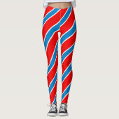 Rode blauwe diagonale strepen leggings (Voorkant)