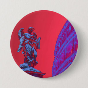 Rode, blauwe digitale kunst van Colosseum en beeld Ronde Button 7,6 Cm