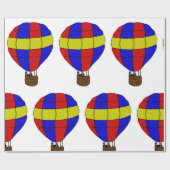 Rode Blauwe en Gele Heet Luchtballon Cadeaupapier (Vlak)