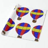 Rode Blauwe en Gele Heet Luchtballon Cadeaupapier (Uitgerold)