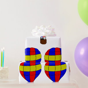 Rode Blauwe en Gele Heet Luchtballon Cadeaupapier