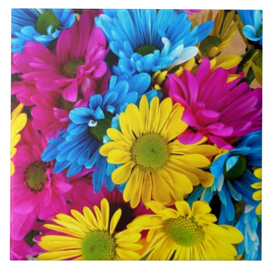 rode, blauwe en gele tegel tegeltje (Voorkant)