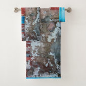 Rode, blauwe en grijze wand, deur en raam bad handdoek (Insitu)