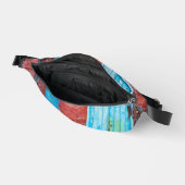 Rode, blauwe en grijze wand, deur en raam heuptasje (Open)