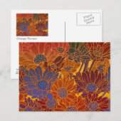 Rode blauwe en Oranje bloemen Briefkaart (Voorkant / Achterkant)