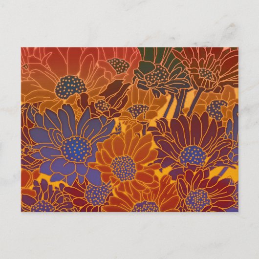 Rode blauwe en Oranje bloemen Briefkaart (Voorkant)