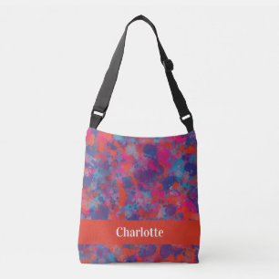 Rode, blauwe en roze druppels Abstracte handdoek Crossbody Tas