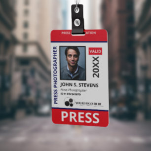 Rode Blauwe Foto & Logo Pers ID Badge