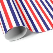 Rode, blauwe, gestripte papierstrips met rode, bla cadeaupapier (Rol Hoek)