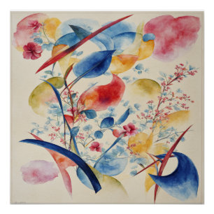 Rode, Blauwe, Groene, en Gele Abstracte Kunst Perfect Poster