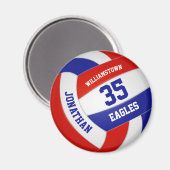 rode blauwe kleuren team naam volleybal magneet (Voorkant / Achterkant)