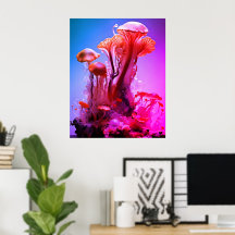 Rode + Blauwe Kleurige Transparante Paddenstoelen