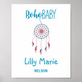 Rode & Blauwe Kleurrijke Boho Baby Droomvanger Poster (Voorkant)