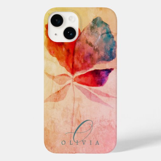 Rode Blauwe Maan Floral Handtekening Monogramed Case-Mate iPhone Case (Achterkant)