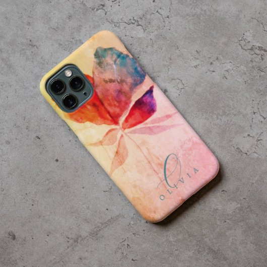 Rode Blauwe Maan Floral Handtekening Monogramed Case-Mate iPhone Case