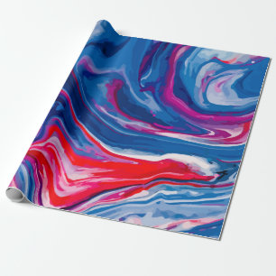 Rode blauwe marmertextuur cadeaupapier