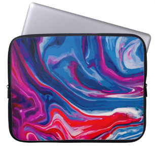 Rode blauwe marmertextuur laptop sleeve