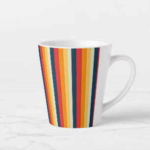 Rode, blauwe, oranje en gele strepen latte mok