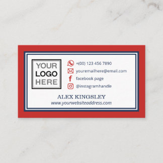 Rode Blauwe Rand Uw Logo Sociale Media Pictogramme Visitekaartje