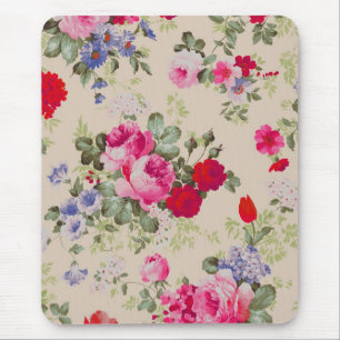 Rode & Blauwe Rozen Bloemcollage Muismat