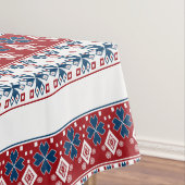 Rode blauwe sierbloem tafelkleed (Voorbeeld)