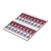 Rode blauwe sierbloem tegeltje (Zijkant)