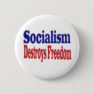 Rode Blauwe Socialisme vernietigt vrijheid Ronde Button 5,7 Cm
