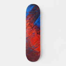 Rode Blauwe Statische Grunge Skateboard
