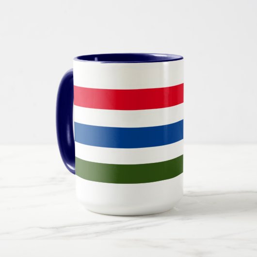  rode blauwe streep op witte achtergrond mok (Voorkant links)