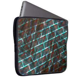 Rode blauwe vlekken, krassen, raster of bakstenen laptop sleeve
