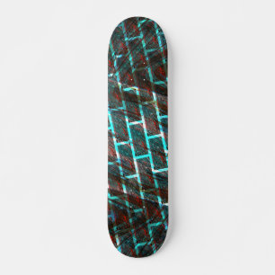 Rode blauwe vlekken, krassen, raster of bakstenen  skateboard
