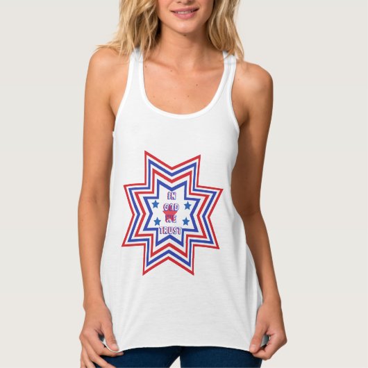 Rode, Blauwe, Witte Ster Amerikaanse Slogan Tanktop (Voorkant)