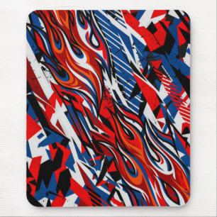 Rode Blauwe Zwarte Abstracte Racing Vlammen Muismat