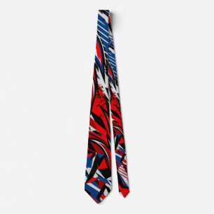 Rode Blauwe Zwarte Abstracte Racing Vlammen Stropdas