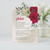 rode bleke bloemen bruiloft informatiekaartje (Staand voorkant)