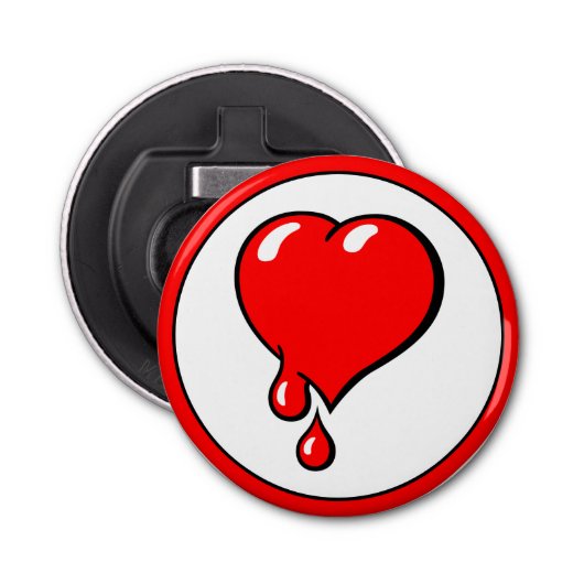  rode bloedbloeding Harde Pop Button Flesopener (Voorkant)