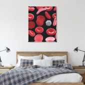 Rode bloedcellen en één witte bloedcel canvas afdruk (Insitu (Slaapkamer))