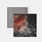 Rode bloedcellen in wireframe magneet (Voorkant / Achterkant)