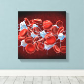 rode bloedcellen met leukocyten canvas afdruk (Insitu (Houten vloer))